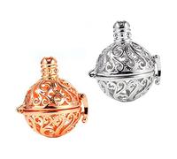 HOMSFOU 2pièces Collier Pendentif Diffuseur Huiles Essentielles Alliage Creux Spirale Diy Bijoux Parfum Suspendu Pour Femmes