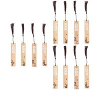 HOMSFOU 3 Ensembles Marque Pages Bois Naturel De Style Chinois Avec Glands Étiquettes Souvenir Artisanales Pour Étudiants Et Amateurs De Lecture 4 Pièces * 3
