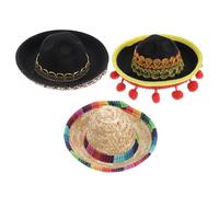 HOMSFOU 3 Pièces Chapeau d'halloween pour Animaux en Polyester Confortable et Doux Peau, Style Mexicain, pour Fêtes Costumées et W nds Festifs Style Aléatoire