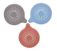 HOMSFOU 3 pièces Filtre Bouchon pour Évier et Silicone Souple Protège Canalisations Cuisine et Salle de Bain Attrape Cheveux et Déchets Facile à Installer et Sûr Gris Rose Bleu