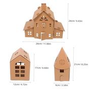 HOMSFOU 3 pièces Kit DIY Maison Carton Ondulé pour Garçon Fille Jeu Éducatif de Construction et Coloriage Activité Familiale pour Développer Imagination et