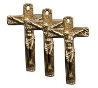 HOMSFOU 3 Pièces Pendentif en cuivre avec première pour collier croix quoi catholique pendentifs de charme religieux étiqueter collier bijoux collier pendentif Golden
