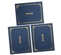 HOMSFOU 3 Pièces Porte Certificat avec Design Classique Couverture de Diplôme et Titre pour Cérémonies de de Prix et Graduation Couleur Bleu Foncé avec Détails Dorés