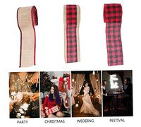 HOMSFOU 3 Pièces Ruban d'emballage cadeau décorative velours Décor de Noël ruban en treillis bouquet décors Lin