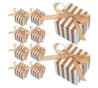 HOMSFOU 30 pièces Boîte à Bonbons Carrée Papier Rayé avec Rubans pour Mariages et Décorations de Noël et pour des Douceurs et Souvenirs avec Vos Invités
