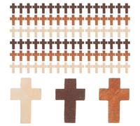 HOMSFOU 300pcs Crucifix Pendant Set Vintage Wooden Cross Charms for DIY Crafting Baptism and Easter Party Favors Religious Jewelry Accessories