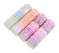 HOMSFOU 32 Rouleaux Ruban Washi Motif Grille pour DIY Scrapbooking Journaux Décoration Masking Tape Artistique et Facile à Déchirer pour Planners et Projets Créatifs