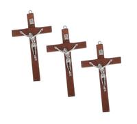 HOMSFOU 3pièces Lot De Pendentifs Bois Forme De Croix De Jésus Breloques Décoratives à Suspendre Croix Spirituelle Pour Création De Bijoux