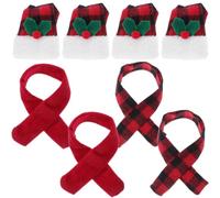 HOMSFOU 4 Ensembles Décoration de Bouteille de Vin de Noël, Bonnet Écharpe | Tissu Peluche, Style Festif Vintage, pour Restaurants et Hôtels, Pièce Maîtresse Solide, Ne Ternit Pas