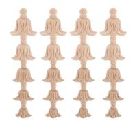 HOMSFOU 4 Pièces Appliques Bois Sculpté Européen Ornements Décoratifs pour Meubles Embellissements Bois Naturel pour Armoire et Cabinet Fleurs Angle Verticales