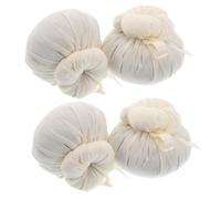 HOMSFOU 4 Pièces Boule D'herbes Thaïlandaises, Balle de Massage Relaxante, Artemisia Argyi et Tissu Non Tissé, Blanc, Tête de Remplacement pour Soulagement Musculaire, Bureau,