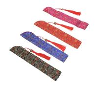 HOMSFOU 4 Pièces Folding Hand Fan Bags Vintage Silk Protector Sleeves With Tassels Portable Chinese Fan Pouches For Wedding Party Favors Travel And Dance Accessory In Rose