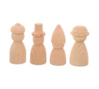 HOMSFOU 4 Pièces Ornements De Marionnettes Inachevé Enfants Peignant L'artisanat Jouets Poupées Kit De Marionnettes Graffitis Miniatures Figurines Mini Personnes en Bois