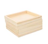 HOMSFOU 4 pièces Plateaux de Rangement Bois pour Puzzles Carrés Lot de Plateaux Empilables pour Blocs Jouets Organisateurs Pratiques pour Cubes et Jouets Bois