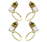 HOMSFOU 4 Pièces Porte-clés Bouteille en Verre, Mini Flacon de Parfum 23x11mm, Verre et Alliage de Zinc, Bouchon Or, Portable, Anti-Fuite, pour Lanyards et Paquet à Main