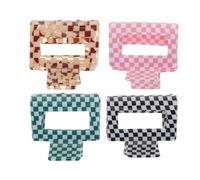 HOMSFOU 4 Pinces à Cheveux de Dame en Acétate, Motif Carreau, Forme Dent, Coiffe Élégante pour Cheveux, Ornement