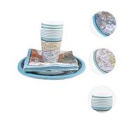 HOMSFOU 44 Pièces 1 Ensemble Ensemble De Gobelets En Papier Pour Assiettes En Papier De Fête De Retraite Vaisselle De Fête Sur Le Thème Du Voyage Monde Ustensiles De Cuisine De Bébé Tissu