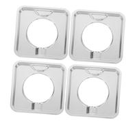 HOMSFOU 4pièces Couvercles De Brûleur Inoxydable Lot De Protège-plaque De Cuisson Carré Bac De Des Éclaboussures Pour Cuisinière à Prévient Les Déversements Huile Nourriture