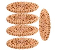 HOMSFOU 5 Pièces Charmes De Bijoux Petit Pour Bricolage Cercle Charme De Bijoux Rond Osier Tissé Macramé Raphia Pendentif Collier Faire Matériel Disque Bijoux De Charmes Light Brown Rotin