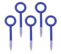 HOMSFOU 5 Pièces Stylo de Sécurité Anti-avaler Flexible, Stylo à Bille Rétractable Tpe Bleu, Embout Ballon Non Létal, Réutilisable, pour Prison et Salles de Conversation