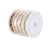 HOMSFOU 5 rouleaux Ruban Noël Imprimé Bande Décorative Festive Dorée Bricolage Décoration Fête