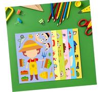 HOMSFOU 6 Ensembles Autocollants DIY Métiers Éducatifs pour Garçon Fille Puzzle Interactif à Activité pour Éveil Jeu Familial et Scolaire