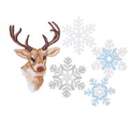 HOMSFOU 6 Pièces Patch Brodé Flocon Cerf Appliques Couture DIY pour Vêtements Sacs Chapeaux Réparations et Décoration Textile