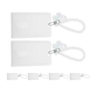 HOMSFOU 6 Pièces Porte-cartes Transparent PVC avec Chaîne Étui Rigide Protecteur pour Cartes Identité et Crédit Accessoire Pratique pour Clés et Sac
