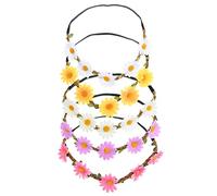 HOMSFOU 6Pcs Daisy Flower Crown Headband, Floral Hair Accessories, Bridal Headpiece for Women Weddings, Assorted Colors 2