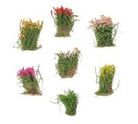 HOMSFOU 7 pièces Miniature Flower Clusters for DIY Table Supplies Artificial Grass Tufts for Model Making and Railway Scenery Realistic Vegetation