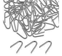 HOMSFOU 70 Pièces Clou de Fixation de U, Agrafe de Clôture en Fer Argentée, pour Grillage Métallique et Clôture de Jardin, Fixation et Maintien Renforcés