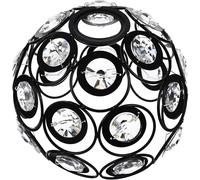 HOMSFOU Abat-jour en Cristal Noir Ø18 Cm, Couverture D’éclairage Décorative Ajourée pour Luminaire Plafond, Abat-jour Artisanal Délicat Adapté Maison, Bureau et Hôtel