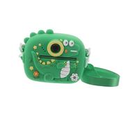 HOMSFOU Appareil Photo Numérique Garçon Fille Instantané avec Impression Double Objectif Vidéo Réel Design Cartoon Antichoc pour Tout Petits Caméra Éducative Sécurisée Vert sans Carte