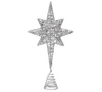 HOMSFOU Argentée Étoile de Sapin de Noël en Fer à Huit Pointes | Décor Élégant, Support Conique Facile à Poser, pour Arbre de Noël et Fêtes de Noël