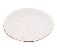 HOMSFOU Assiette en Céramique Nordique Ronde Irrégulière Blanche à Pois, Plat de Service Polyvalent pour Apéritif, Dessert et Buffet, Vaisselle Résistante Adaptée la Maison L’hôtel