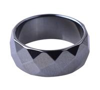 HOMSFOU Bague Anniversaire ou Vacances Large en Météorite Facettée Noire pour Homme Protège Contre les Mauvaises Influences Anneau Unique