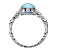 HOMSFOU Bague en Verre Bleu Océan Taille 6 Us, Anneau de Déclaration en Palladium Blanc, Bijou Vintage pour Fiançailles et Mariage, Bague Femme Élégante Multifonctionnelle