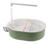 HOMSFOU Bain Automatique pour Oiseaux avec Pompe USB Silencieuse, Double Rangée Réglable, Bac Bleu-Vert en Plastique, Perchoir en Pin, Fontaine Intérieure pour Perroquets et Perruches,