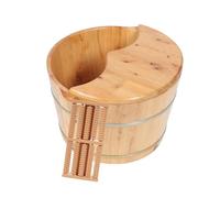 HOMSFOU Bain de Pieds en Bois de Cèdre Épais Couvercle et Masseur Bassin de Trempage 26l Seau Pratique pour Soin des Pieds à Domicile en Hiver Relaxant et Écologique