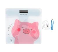 HOMSFOU Balance Numérique Rechargeable de 26 Cm Motif Dessin Animé Porc Blanc, Verre Trempé, Pèse-personne Automatique Haute Précision pour Adulte, Accessoire Santé Maison Salle de Bain