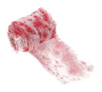HOMSFOU Bande de Tissu Sanglante Bande D'avertissement à Découper Librement pour Décoration Halloween, Tissu Effrayant en Coton pour Isolation et Maison Hantée