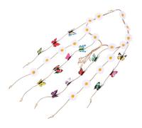 HOMSFOU Bandeau Cheveux Femme Fleuri à Pompons, Accessoire Léger pour Plage et Festival, Coiffure Hippie Féminine