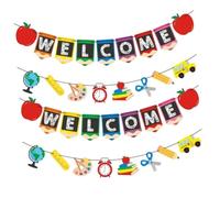 HOMSFOU Banderole de Bienvenue Rentrée Scolaire Lot de 4 Pièces 2 Banderoles Rentrée Scolaire Welcome Décoration Suspendue Colorée pour Fête et Salle de Classe