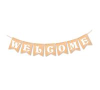 HOMSFOU Bannières En Toile De Jute Banderole Banderole Décors De Bienvenue De Fête Guirlande De Fête Fanion De Bienvenue Bannière De Signe De Bienvenue Blanche Toile De Jute