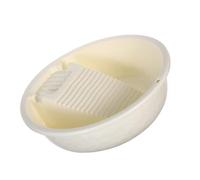 HOMSFOU Bassine à Laver Petite en Plastique Épais avec Planche à Laver Intégrée Antidérapante 34,2 X 34,2 X 10 Cm pour Lavage la Main Domestique, Bac Portable Polyvalent Couleur Crème