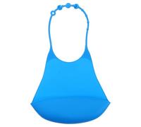 HOMSFOU Bavoir Imperméable Grand Format en Silicone Bleu Foncé pour Adultes, Protection Multifonction les Taches, Bavoir Portable Pratique pour Personnes Âgées et Repas à Domicile