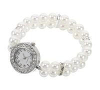 HOMSFOU Bijoux Bracelet De Perles Montre Minnowxy Bling Watch Pour Les Femmes Les Femmes Regardent Montée En or Alliage Blanche