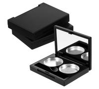 HOMSFOU Boîte à Fards à Paupières Vide 9 Pièces 3 Boîtiers Noirs Mats et 6 Plateaux Ronds en Aluminium, Contenant de Maquillage à 2 Compartiments, Étui Portable pour Mélanger Fard