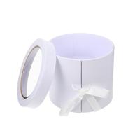 HOMSFOU Boîte à Fleurs Créative Ronde Double Couche Rotative en Carton Blanc Coffret Présent 1 Pièce pour Emballage Fleur Anniversaire Fête des Mères Saint-valentin