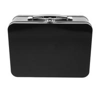 HOMSFOU Boîte à Lunch Rétro Métallique Noire à Charnière avec Poignée | Boîte en Fer Blanc, Fermeture à Verrou, Format Rectangulaire, pour Portions Bento, Bonbons, Bureau